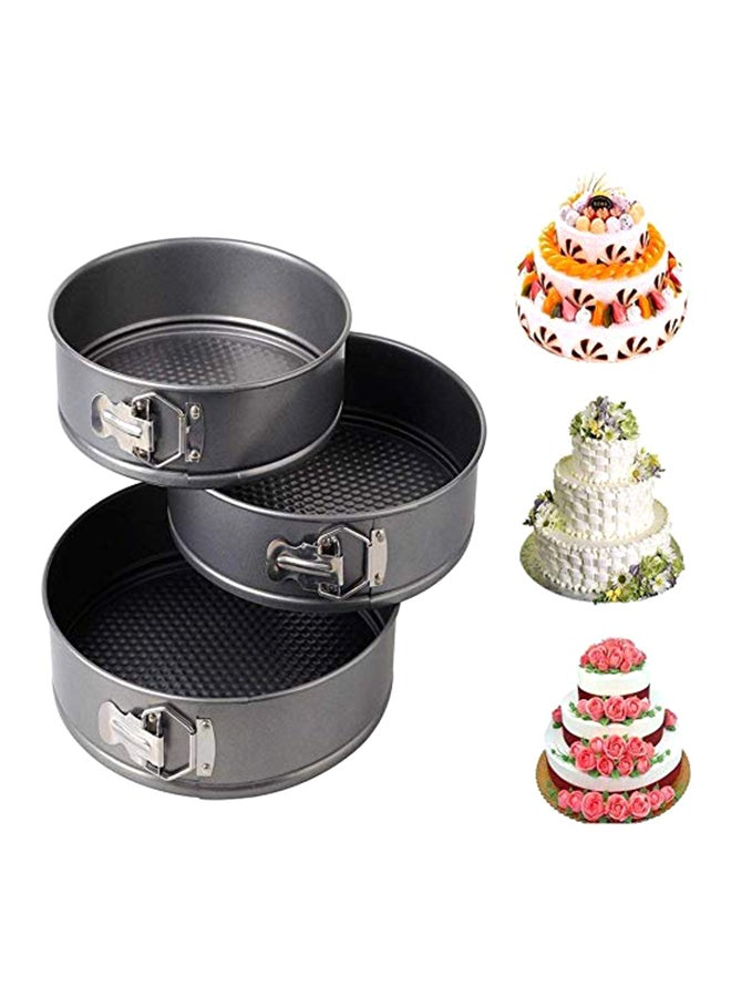 3-Piece Non-Stick Round Cake Mould Set Dark Grey 3.28x7cm - Image 2